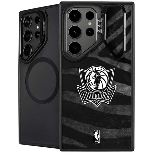 NBA Dallas Mavericks Black Animal Print Galaxy S25 Ultra Kickstand Case
